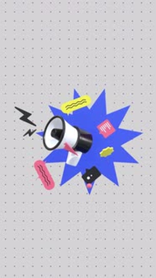 Animated Megaphone with Speech Bubble for Promotion And Announcements In Vertical Video Format.