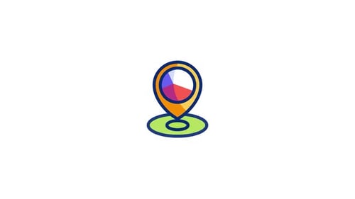 Colorful Animated Map Pin Location Icon with Spinning Colors