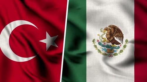Waving Flags of Turkey and Mexico International Relations
