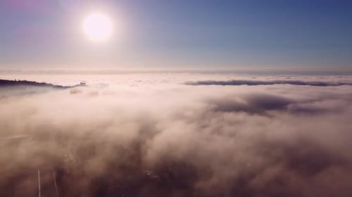 City Above Fog Aerial View