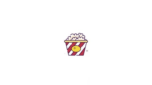 Animated Cartoon Popcorn Bucket Icon Loop