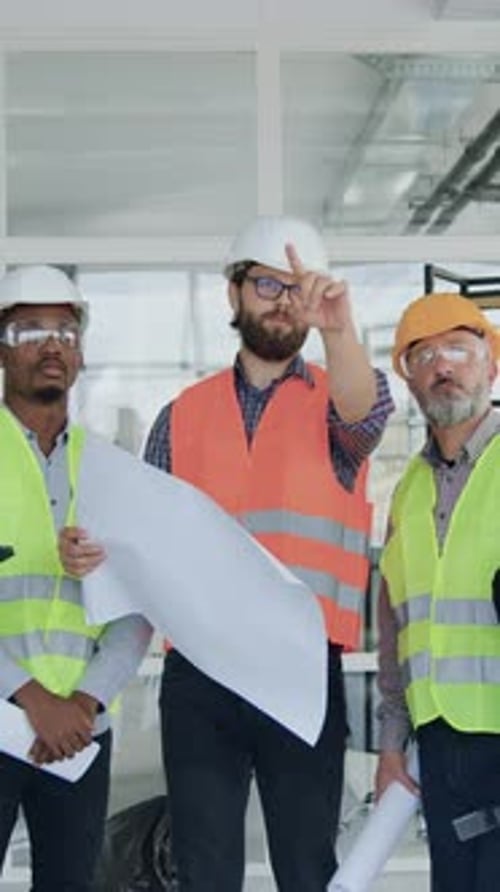 Portrait of Likable Considerate Highskilled Modern Team of Specialists of Building Company Which