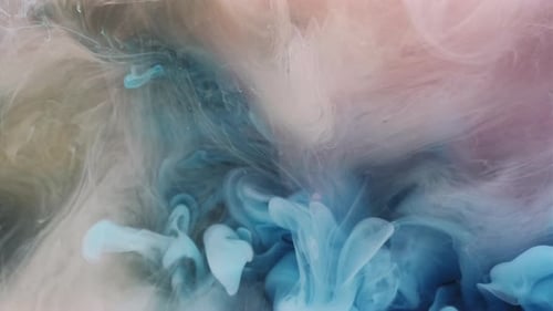 Delicate Blue and White Ink Swirls Abstractly