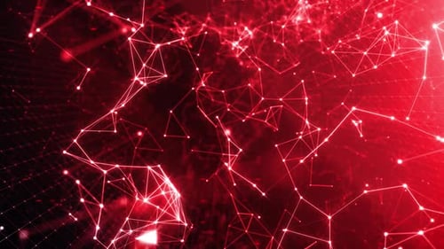 Glowing Red Futuristic Plexus Network Connection Background
