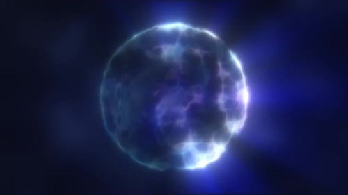 Abstrakte geschlungene Energiekugel, rund, leuchtend, mehrfarbig, magisch, futuristisch