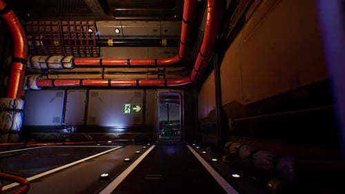 Sci-fi Spaceship Interior Corridor View