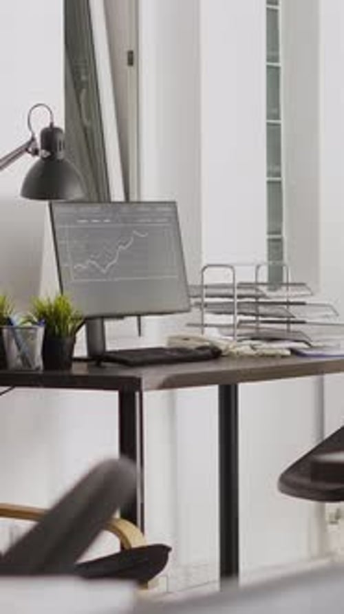 Vertical Video Professional Department Office with Workstation Desks