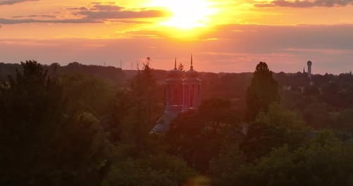 From the Height of the Drone Filmed a Medieval Castle Located in the Center of France The Historic