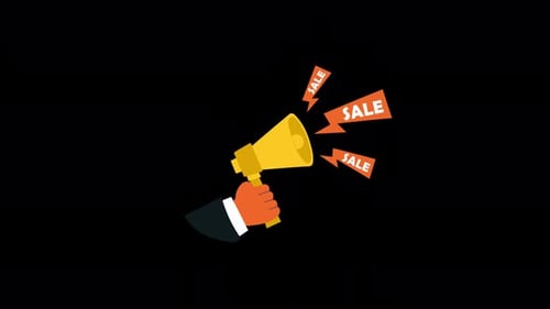 Flat Design Megaphone Hand Announcing Sale Promotion