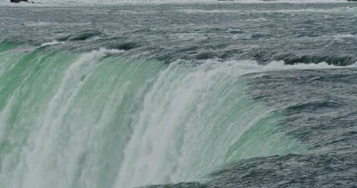 Beautiful Bottom to Top View of Niagara Falls in Canada on a Sunny Day