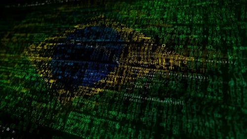Brazil flag waving with security code
