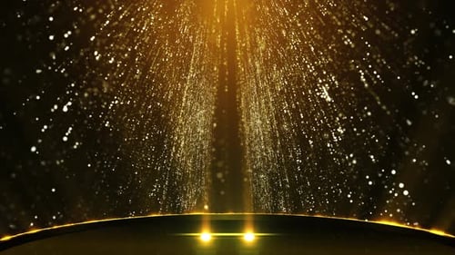 Stage Golden Awards With Sliding Spotlights, Particle Background Loop