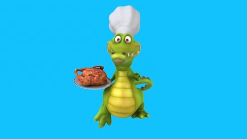 Fun 3D crocodile running (with alpha channel included)