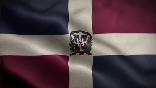 Bandera ondulada de República Dominicana en el viento