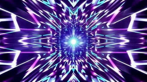 Abstract Neon Purple and Blue Kaleidoscope Vj Loop