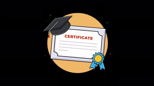 Modern Graduation Certificate Animation with Cap and Medal