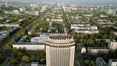 Aerial view of Kazakhstan hotel in Almaty city