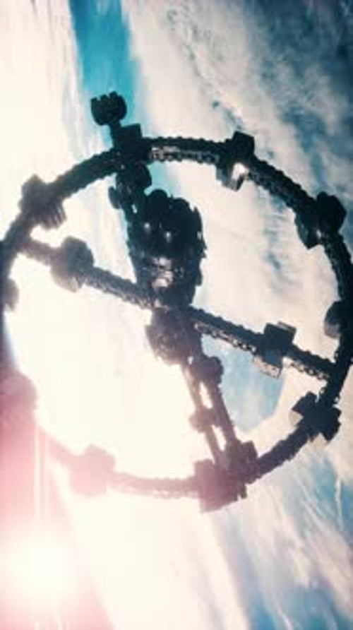 UFO Spaceship Hovering in the Sky Elements Furnished By NASA Vertical