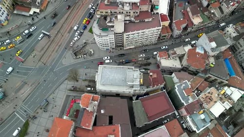 the Galata Tower and the Golden Horn strait reveal shot