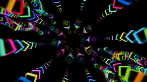 Vibrant Neon Patterns Swirl in Mesmerizing Tunnel Formation at Night