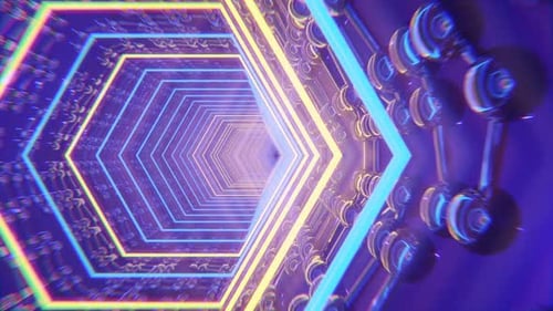 Túnel hexagonal de neón futurista
