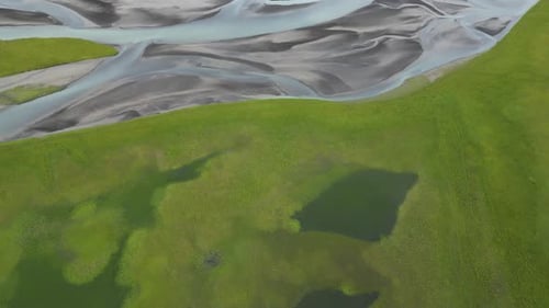 River Tundra of Iceland Aerial View