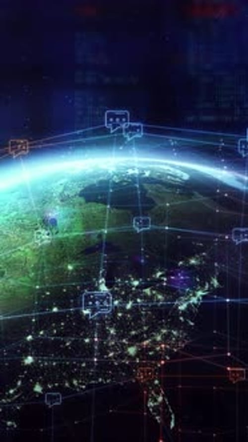 Futuristic Digital Network Connecting Global Communication Data