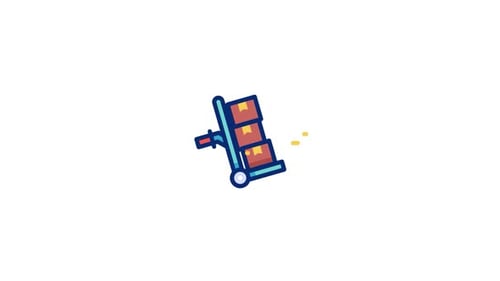 Animated Hand Truck Delivering Boxes Flat Design