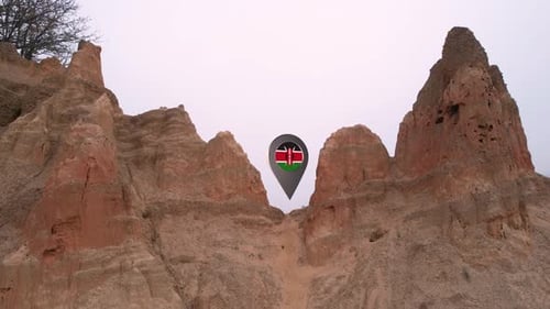 3D Location Pin Reveal for Kenya Flag