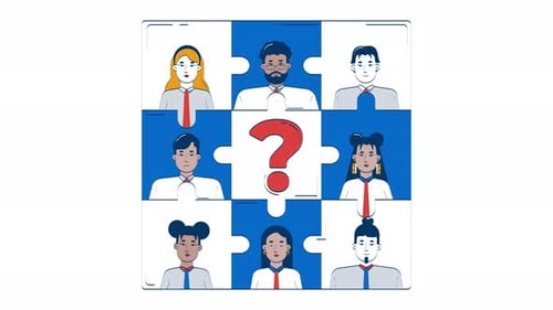 Diverse People in Puzzle Pieces with Question Mark