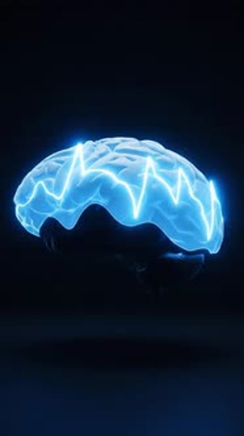 Glowing Human Brain with Pulsating Neural Activity