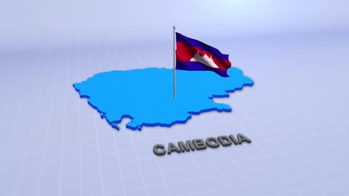 Cambodia Map With Flag