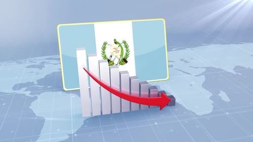 Guatemala Flag And Bar Chart With Decreasing Values Economic Crisis Concept