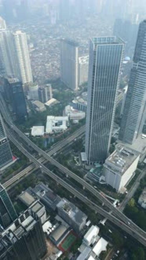 Aerial View of Airpolluted Downtown Jakarta Indonesia
