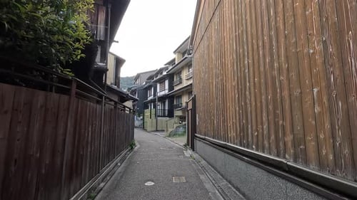 Kyoto, Japan - A View of a Narrow Alleyway Close to Sannenzaka and Ninenzaka, Guiding the Way to Kiy