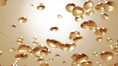 Shimmering Golden Liquid Droplets Abstract Background