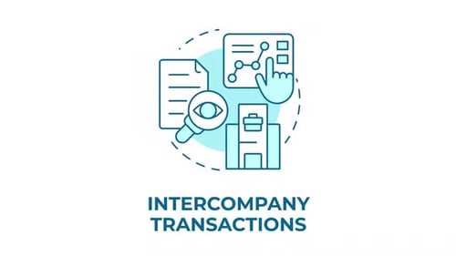Animation de l'icône conceptuelle bleue des transactions intersociétés