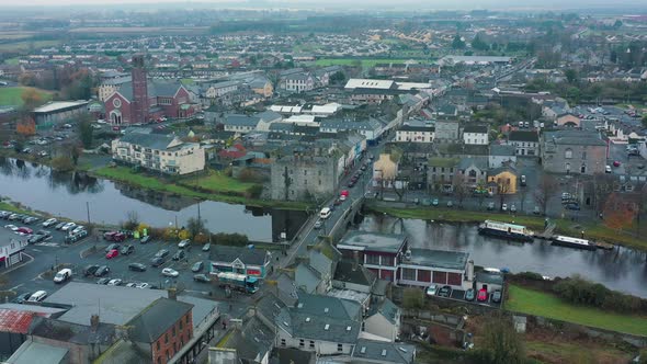 Aerial view of the Irish town of Athy., Buildings Stock Footage ft ...