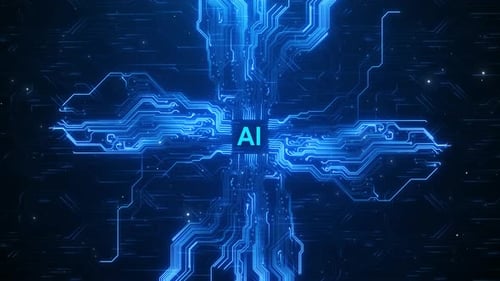 Futuristic AI Processor with Glowing Circuit Board Animation