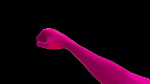 Pink Animated Human Hand Clenching Fist