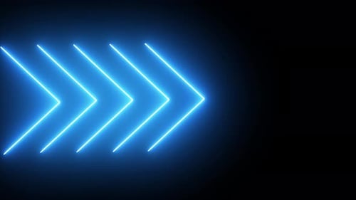 Glowing Blue Neon Chevron Arrows Motion Background