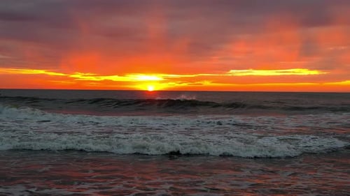 Sun setting on beach
