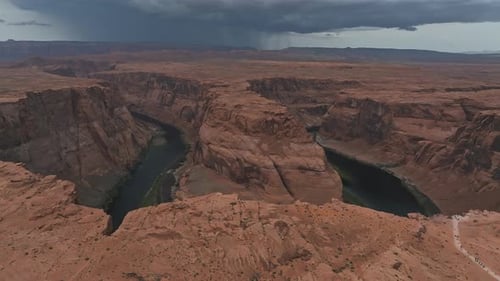 Aerial View of the Horseshoe Bend Landscape in Arizona
