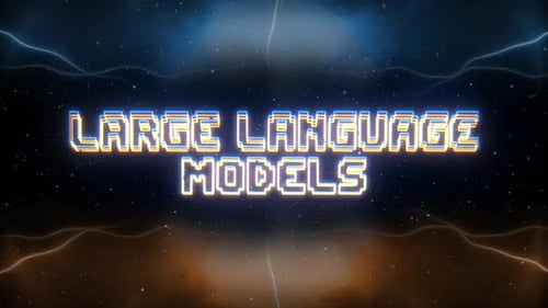 Neontext für große Sprachmodelle mit Hintergrund im Retro-Stil