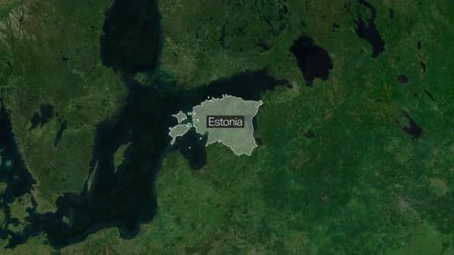 Global Map Zoom Revealing Estonia Border and Name