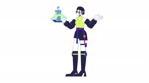 Animation de dessin animé d'appel téléphonique holographique