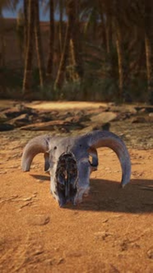 An Animal Skull Laying on the Ground in the Desert
