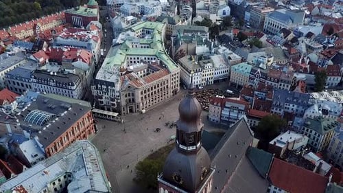 European Architecture Top View to the Colored Rooftops and Narrow Streets With