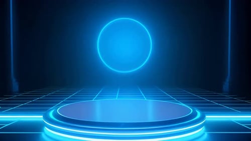 Futuristic Neon Blue Podium Stage Background Animation