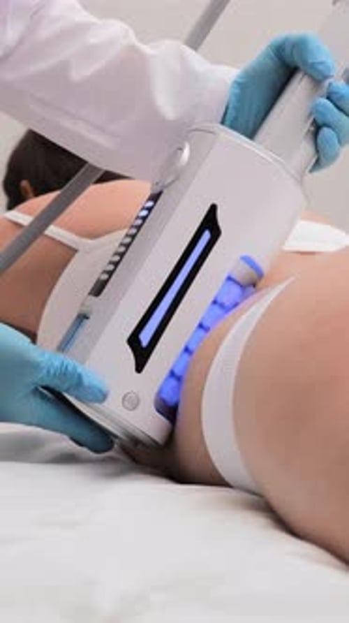 Deep Cellulite Reduction Massage Professional Endosphere Therapy Session Close Up View of Therapist